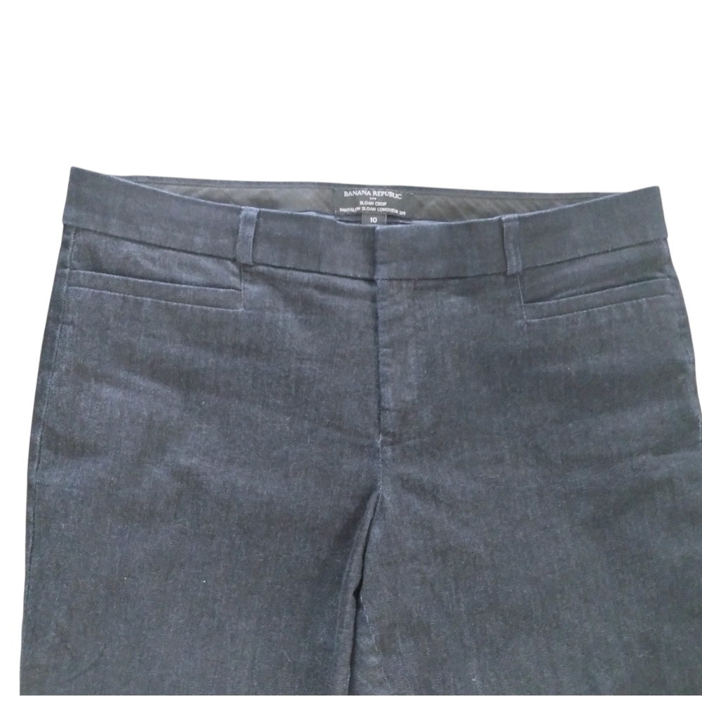 Banana Republic Sloan Crop Denim Pants Chambray Slim Mid Rise 10 - Picture 4 of 7